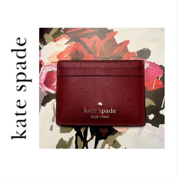 NWT Kate Spade Card Holder in Burgundy - Picture 1 of 6